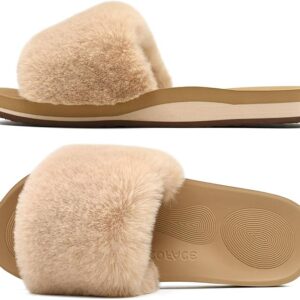 COFACE Womens Slides Fuzzy Slippers
